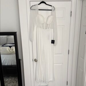 Lulu's White Sheer Sleeve Jumpsuit